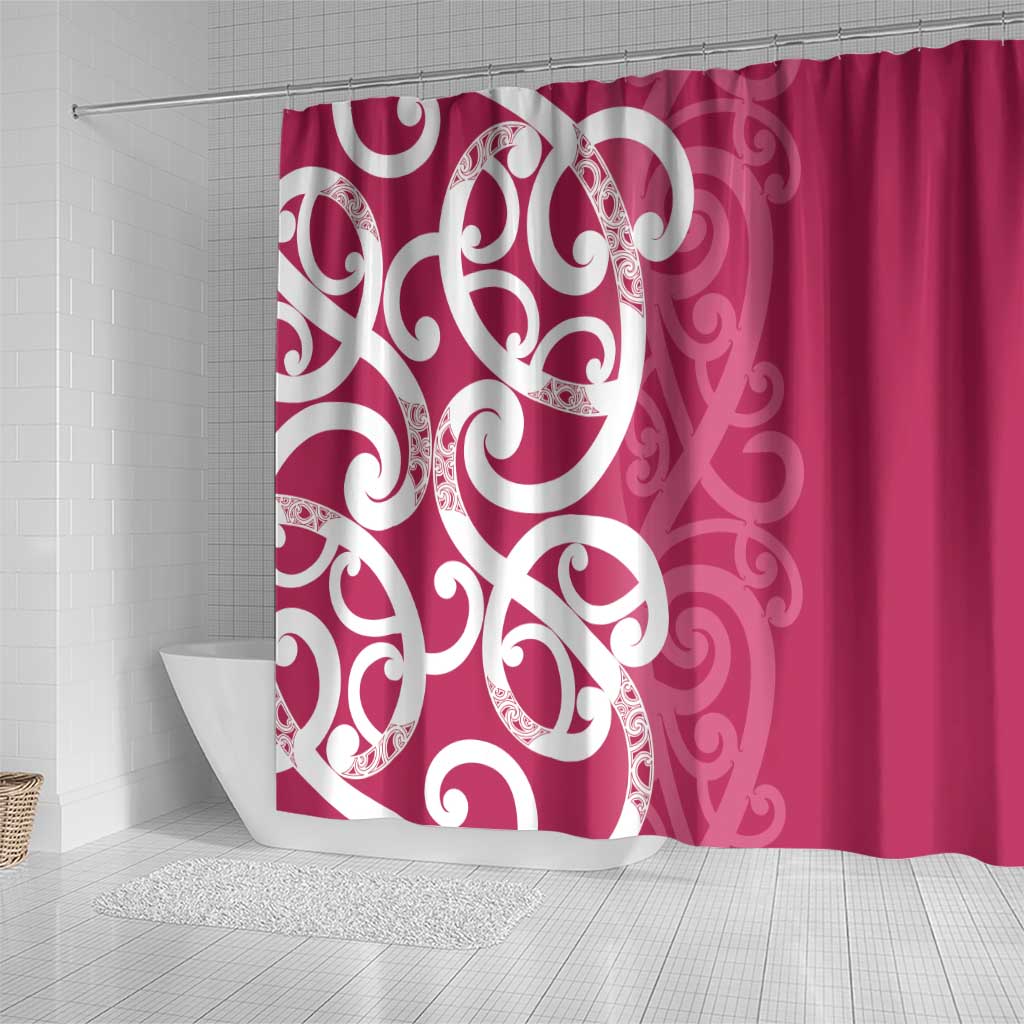 Breast Cancer Awareness Maori Shower Curtain Koru Kowhaiwhai - Aussie Hoodie