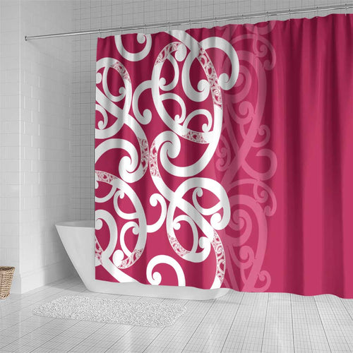 Breast Cancer Awareness Maori Shower Curtain Koru Kowhaiwhai - Aussie Hoodie