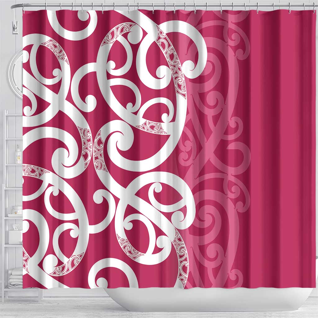 Breast Cancer Awareness Maori Shower Curtain Koru Kowhaiwhai - Aussie Hoodie