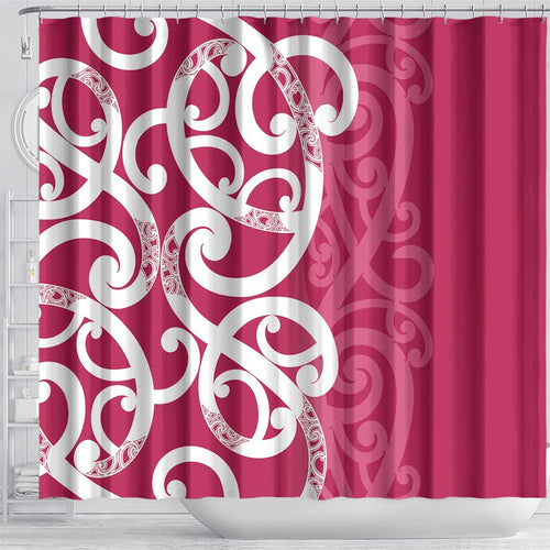 Breast Cancer Awareness Maori Shower Curtain Koru Kowhaiwhai - Aussie Hoodie