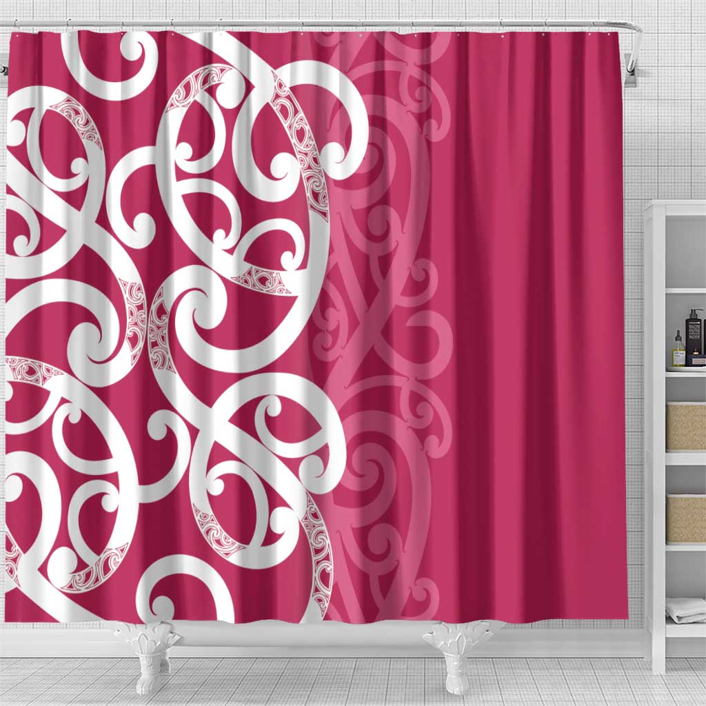 Breast Cancer Awareness Maori Shower Curtain Koru Kowhaiwhai - Aussie Hoodie