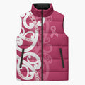 Breast Cancer Awareness Maori Sleeveless Puffer Jacket Koru Kowhaiwhai - Aussie Hoodie