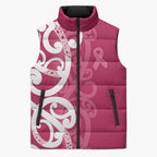 Breast Cancer Awareness Maori Sleeveless Puffer Jacket Koru Kowhaiwhai - Aussie Hoodie