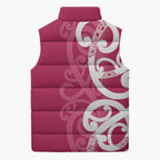 Breast Cancer Awareness Maori Sleeveless Puffer Jacket Koru Kowhaiwhai - Aussie Hoodie