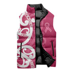 Breast Cancer Awareness Maori Sleeveless Puffer Jacket Koru Kowhaiwhai - Aussie Hoodie