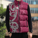 Breast Cancer Awareness Maori Sleeveless Puffer Jacket Koru Kowhaiwhai - Aussie Hoodie