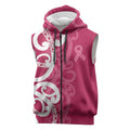 Breast Cancer Awareness Maori Sleeveless Zip Hoodie Koru Kowhaiwhai LT7