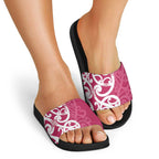 Breast Cancer Awareness Maori Slide Sandals Koru Kowhaiwhai - Aussie Hoodie