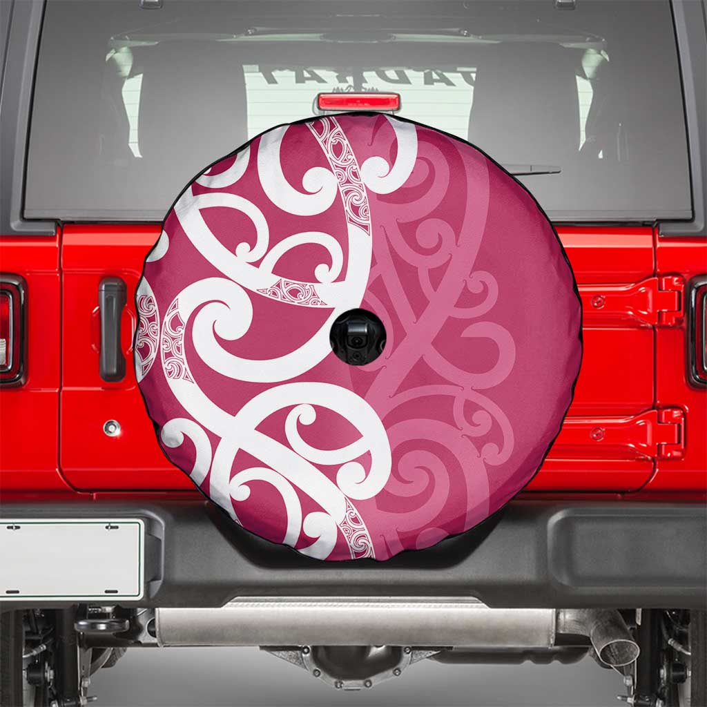 Breast Cancer Awareness Maori Spare Tire Cover Koru Kowhaiwhai - Aussie Hoodie