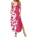 Breast Cancer Awareness Maori Summer Maxi Dress Koru Kowhaiwhai - Aussie Hoodie