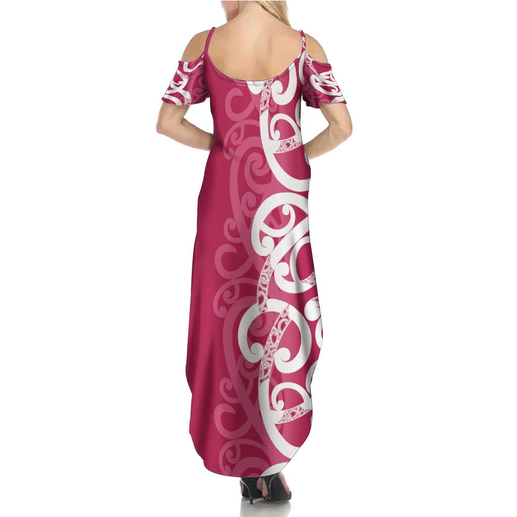 Breast Cancer Awareness Maori Summer Maxi Dress Koru Kowhaiwhai - Aussie Hoodie