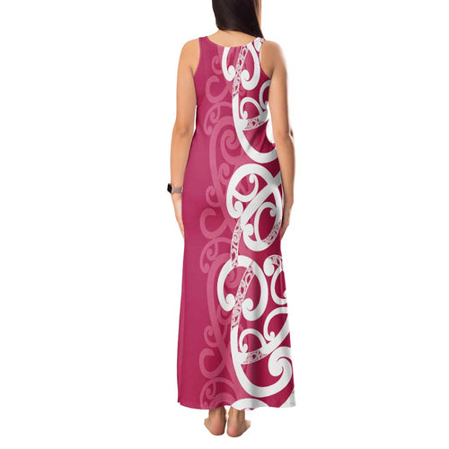 Breast Cancer Awareness Maori Tank Maxi Dress Koru Kowhaiwhai - Aussie Hoodie