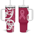 Breast Cancer Awareness Maori Tumbler With Handle Koru Kowhaiwhai - Aussie Hoodie