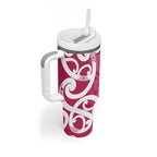 Breast Cancer Awareness Maori Tumbler With Handle Koru Kowhaiwhai - Aussie Hoodie