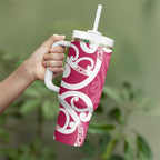 Breast Cancer Awareness Maori Tumbler With Handle Koru Kowhaiwhai - Aussie Hoodie