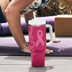 Breast Cancer Awareness Maori Tumbler With Handle Koru Kowhaiwhai - Aussie Hoodie