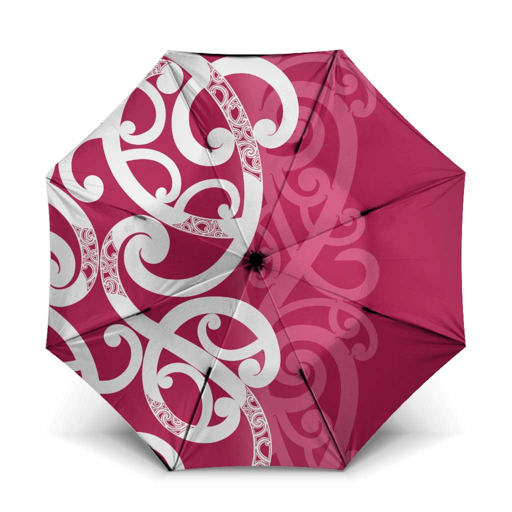 Breast Cancer Awareness Maori Umbrella Koru Kowhaiwhai - Aussie Hoodie