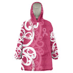 Breast Cancer Awareness Maori Wearable Blanket Hoodie Koru Kowhaiwhai - Aussie Hoodie