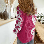 Breast Cancer Awareness Maori Women Casual Shirt Koru Kowhaiwhai - Aussie Hoodie