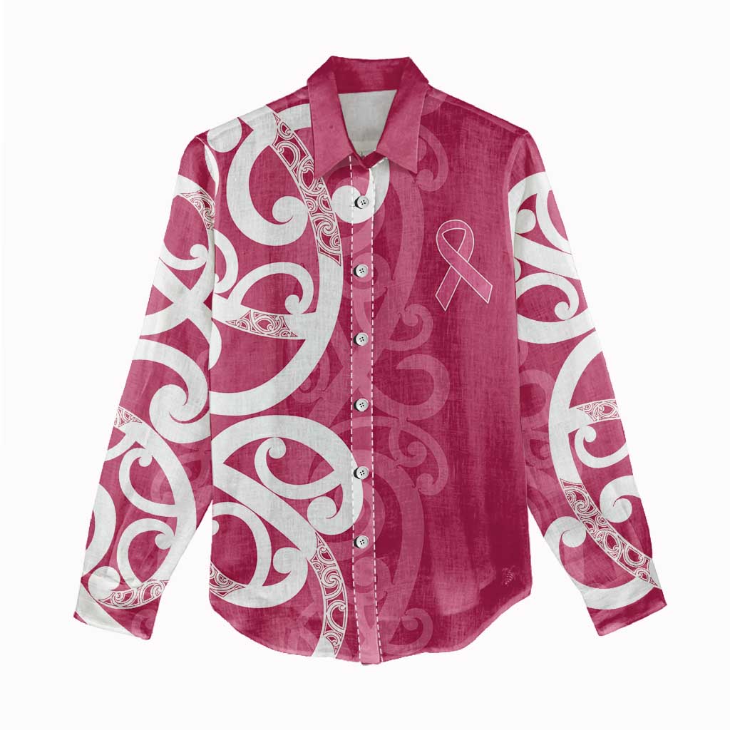 Breast Cancer Awareness Maori Women Casual Shirt Koru Kowhaiwhai - Aussie Hoodie