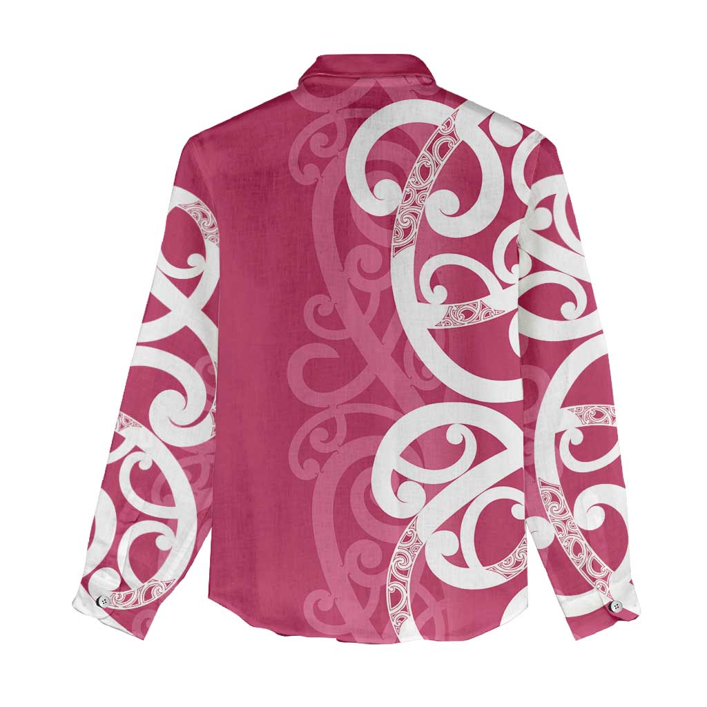 Breast Cancer Awareness Maori Women Casual Shirt Koru Kowhaiwhai - Aussie Hoodie