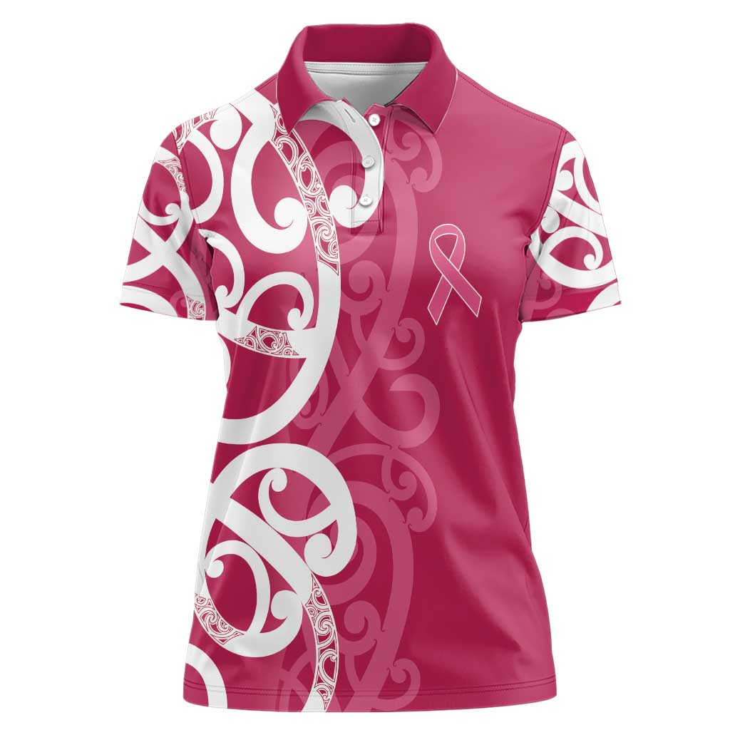 Breast Cancer Awareness Maori Women Polo Shirt Koru Kowhaiwhai - Aussie Hoodie