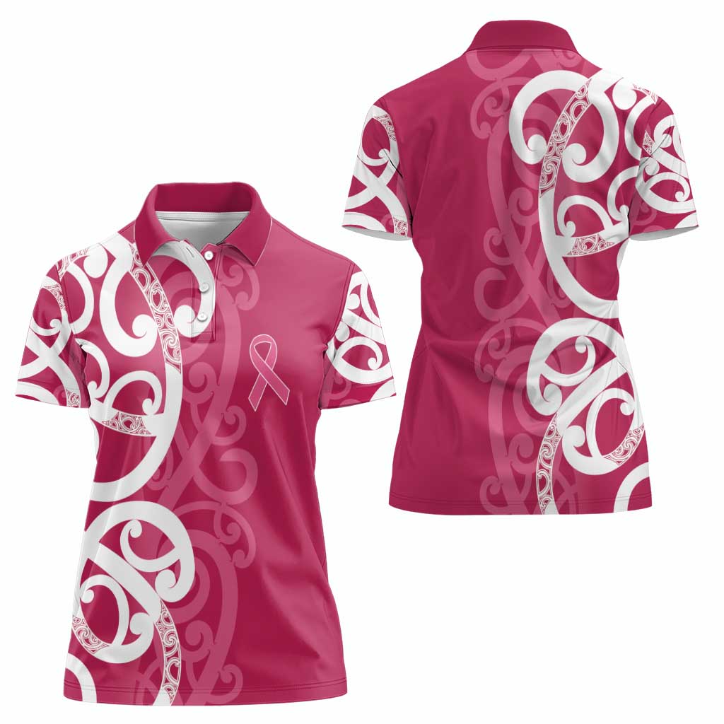 Breast Cancer Awareness Maori Women Polo Shirt Koru Kowhaiwhai - Aussie Hoodie