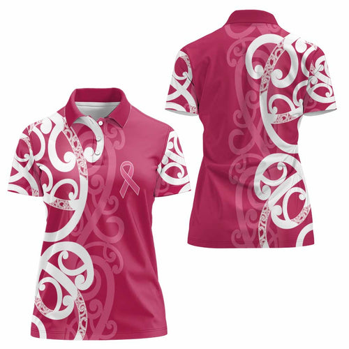 Breast Cancer Awareness Maori Women Polo Shirt Koru Kowhaiwhai - Aussie Hoodie
