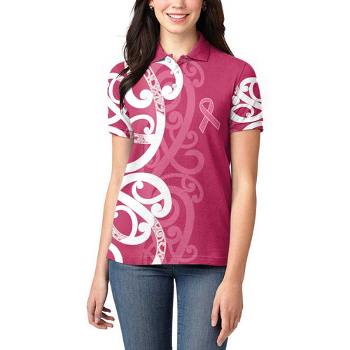 Breast Cancer Awareness Maori Women Polo Shirt Koru Kowhaiwhai - Aussie Hoodie