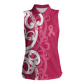 Breast Cancer Awareness Maori Women Sleeveless Polo Shirt Koru Kowhaiwhai - Aussie Hoodie