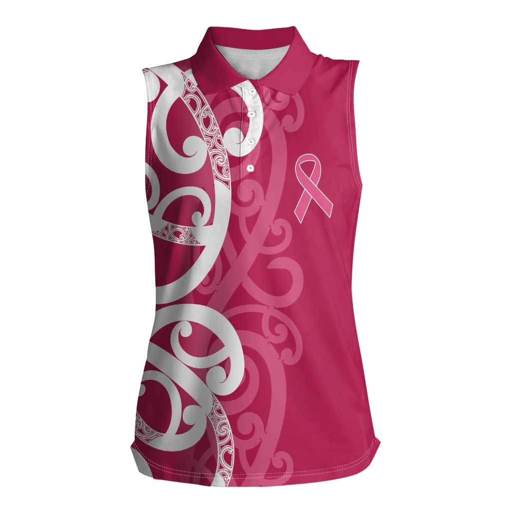 Breast Cancer Awareness Maori Women Sleeveless Polo Shirt Koru Kowhaiwhai - Aussie Hoodie