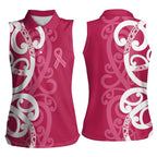 Breast Cancer Awareness Maori Women Sleeveless Polo Shirt Koru Kowhaiwhai - Aussie Hoodie