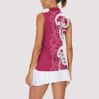 Breast Cancer Awareness Maori Women Sleeveless Polo Shirt Koru Kowhaiwhai - Aussie Hoodie