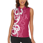 Breast Cancer Awareness Maori Women Sleeveless Polo Shirt Koru Kowhaiwhai - Aussie Hoodie
