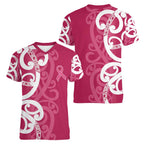 Breast Cancer Awareness Maori Women V-Neck T-Shirt Koru Kowhaiwhai - Aussie Hoodie