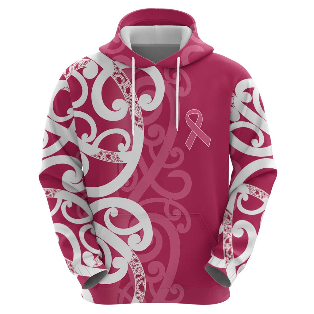 Breast Cancer Awareness Maori Zip Hoodie Koru Kowhaiwhai - Aussie Hoodie