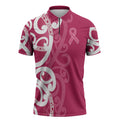 Breast Cancer Awareness Maori Zipper Polo Shirt Koru Kowhaiwhai - Aussie Hoodie
