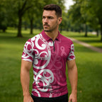 Breast Cancer Awareness Maori Zipper Polo Shirt Koru Kowhaiwhai - Aussie Hoodie