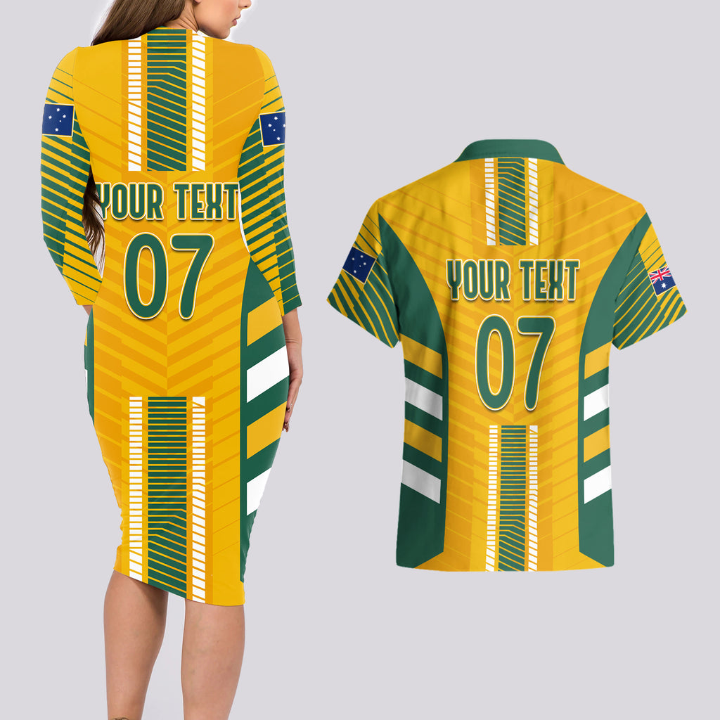 custom-australia-soccer-couples-matching-long-sleeve-bodycon-dress-and-hawaiian-shirt-go-matildas-dynamic-national-colors