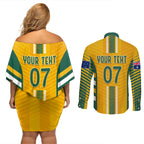 custom-australia-soccer-couples-matching-off-shoulder-short-dress-and-long-sleeve-button-shirt-go-matildas-dynamic-national-colors
