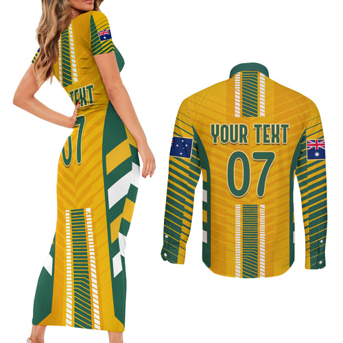 custom-australia-soccer-couples-matching-short-sleeve-bodycon-dress-and-long-sleeve-button-shirt-go-matildas-dynamic-national-colors