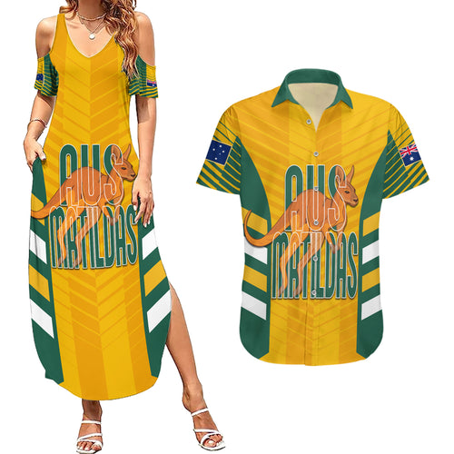 custom-australia-soccer-couples-matching-summer-maxi-dress-and-hawaiian-shirt-go-matildas-dynamic-national-colors