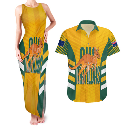 custom-australia-soccer-couples-matching-tank-maxi-dress-and-hawaiian-shirt-go-matildas-dynamic-national-colors