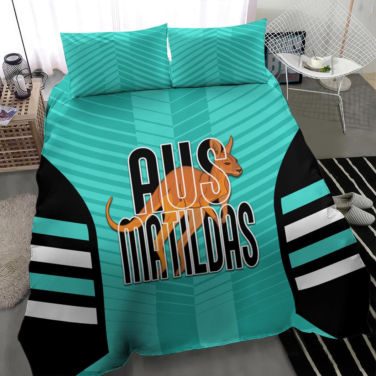 custom-australia-soccer-bedding-set-go-matildas-dynamic-turquoise