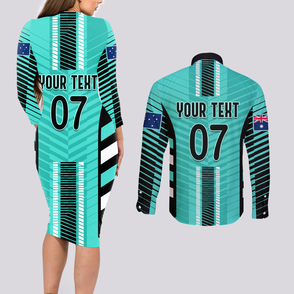 custom-australia-soccer-couples-matching-long-sleeve-bodycon-dress-and-long-sleeve-button-shirt-go-matildas-dynamic-turquoise