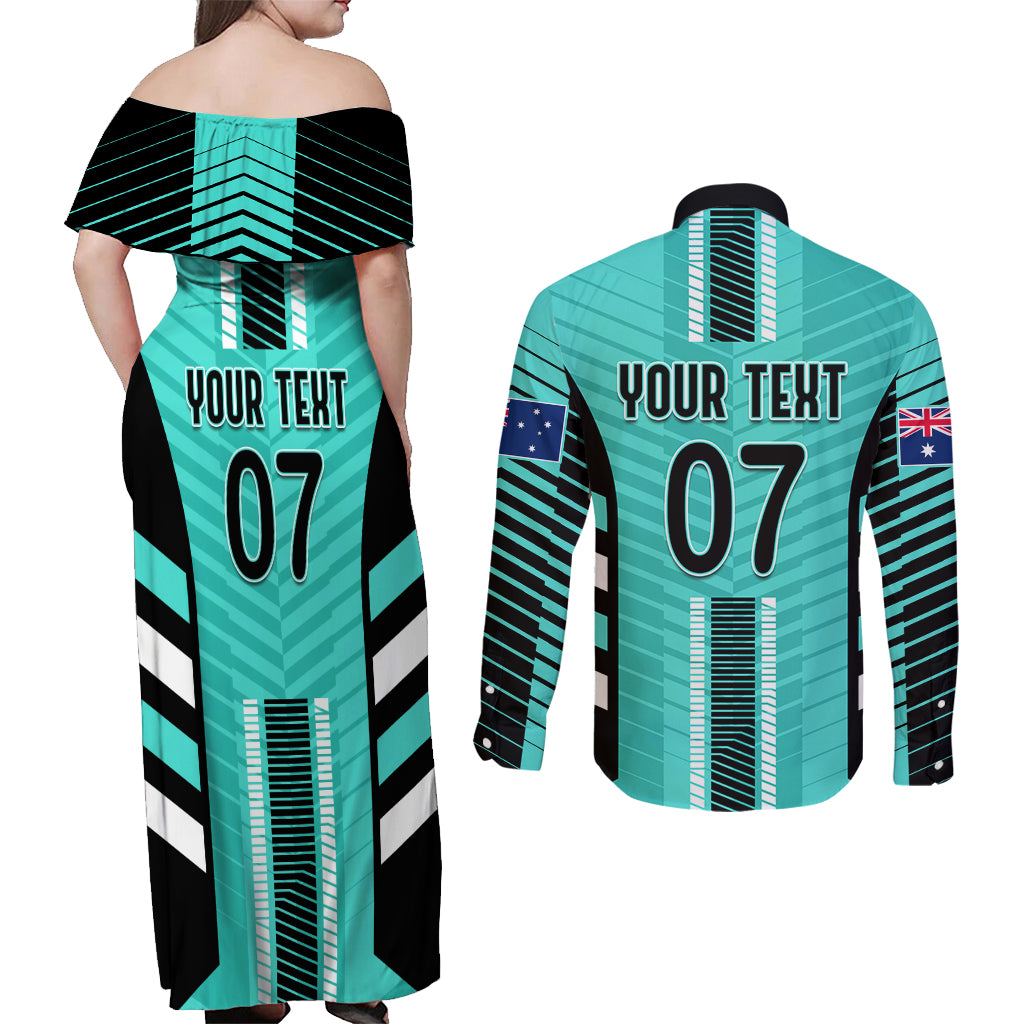 custom-australia-soccer-couples-matching-off-shoulder-maxi-dress-and-long-sleeve-button-shirt-go-matildas-dynamic-turquoise