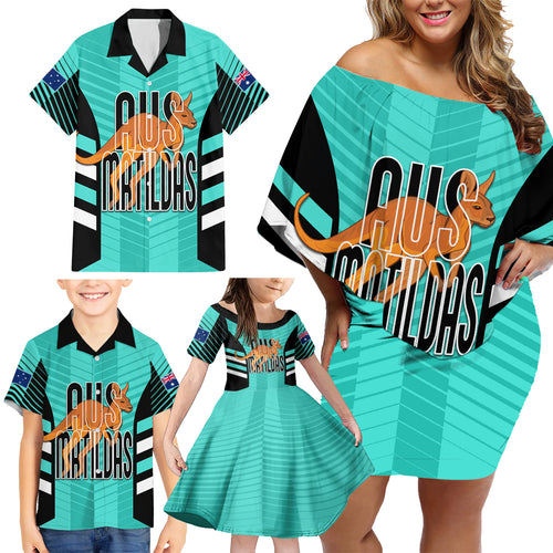 custom-australia-soccer-family-matching-off-shoulder-short-dress-and-hawaiian-shirt-go-matildas-dynamic-turquoise