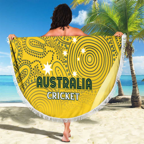 Australia Cricket Custom Indigenous Beach Blanket Aboriginal Arts GO Aussie LT7