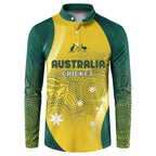 Australia Cricket Custom Indigenous Button Sweatshirt Aboriginal Arts GO Aussie