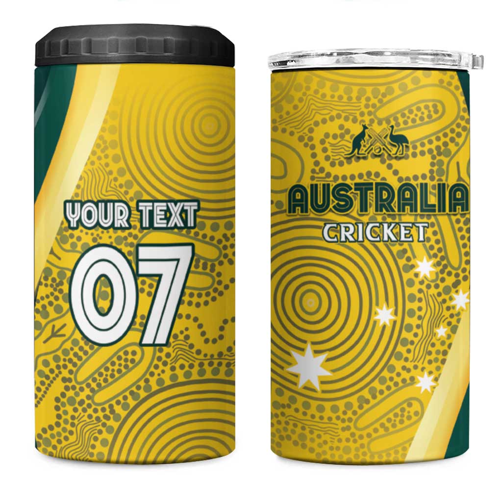 Australia Cricket Custom Indigenous 4 in 1 Can Cooler Tumbler Aboriginal Arts GO Aussie